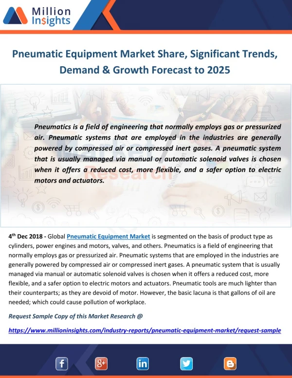 Pneumatic Equipment Market Share, Significant Trends, Demand & Growth Forecast to 2025