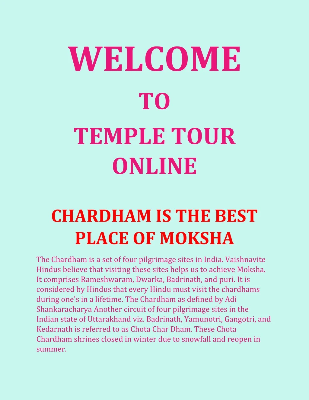 welcome to temple tour online