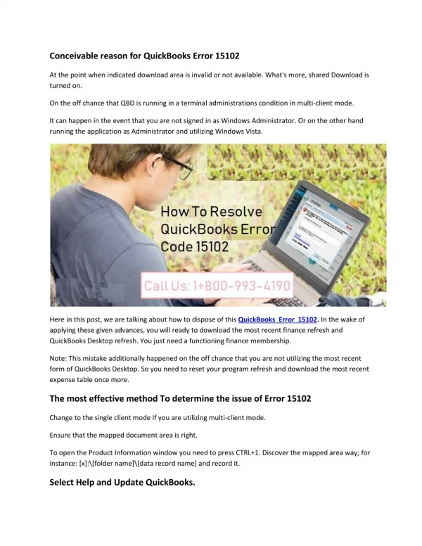 How To Fix QuickBooks Error Code 15102