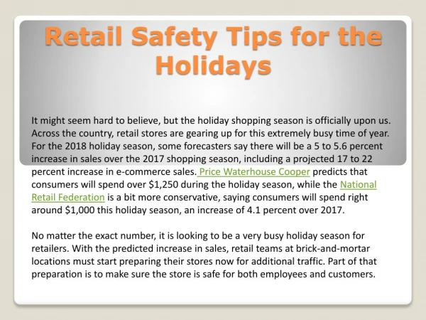 Retail safety tips for the holidays