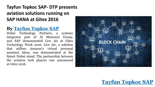 Tayfun Topkoc SAP- DTP presents aviation solutions running on SAP HANA at Gitex 2016