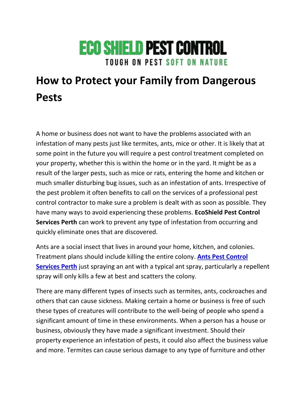 how to protect your family from dangerous pests