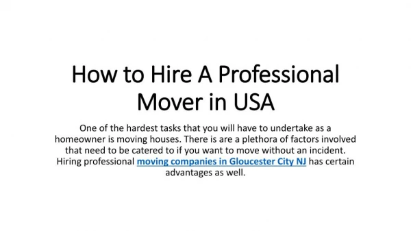 American Movers Philadelphia Affordable Moving Company and Long Distance Movers