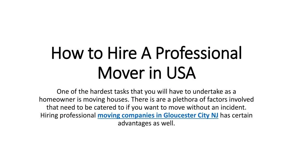 how to hire a professional mover in usa