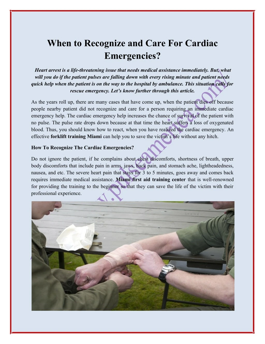 when to recognize and care for cardiac emergencies
