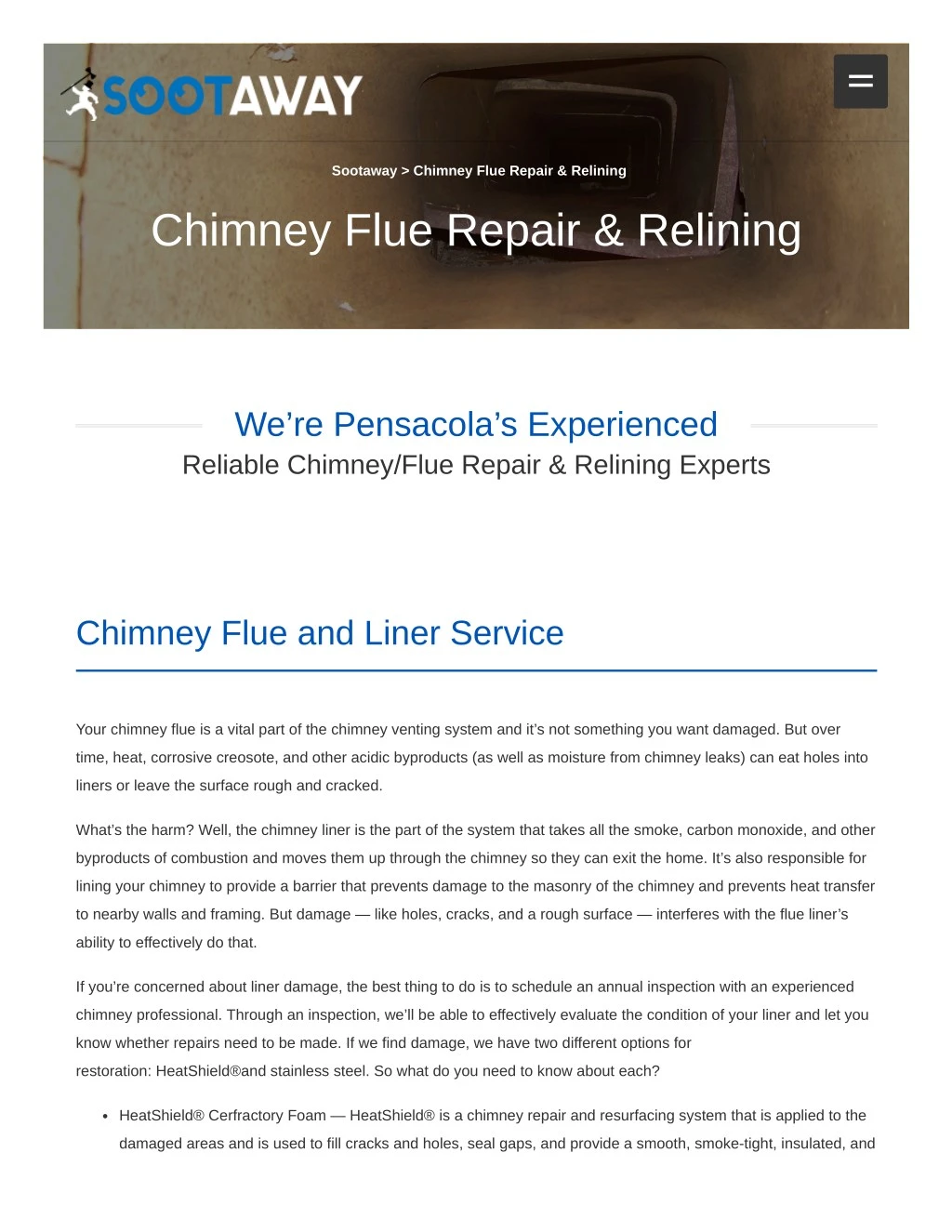 sootaway chimney flue repair relining
