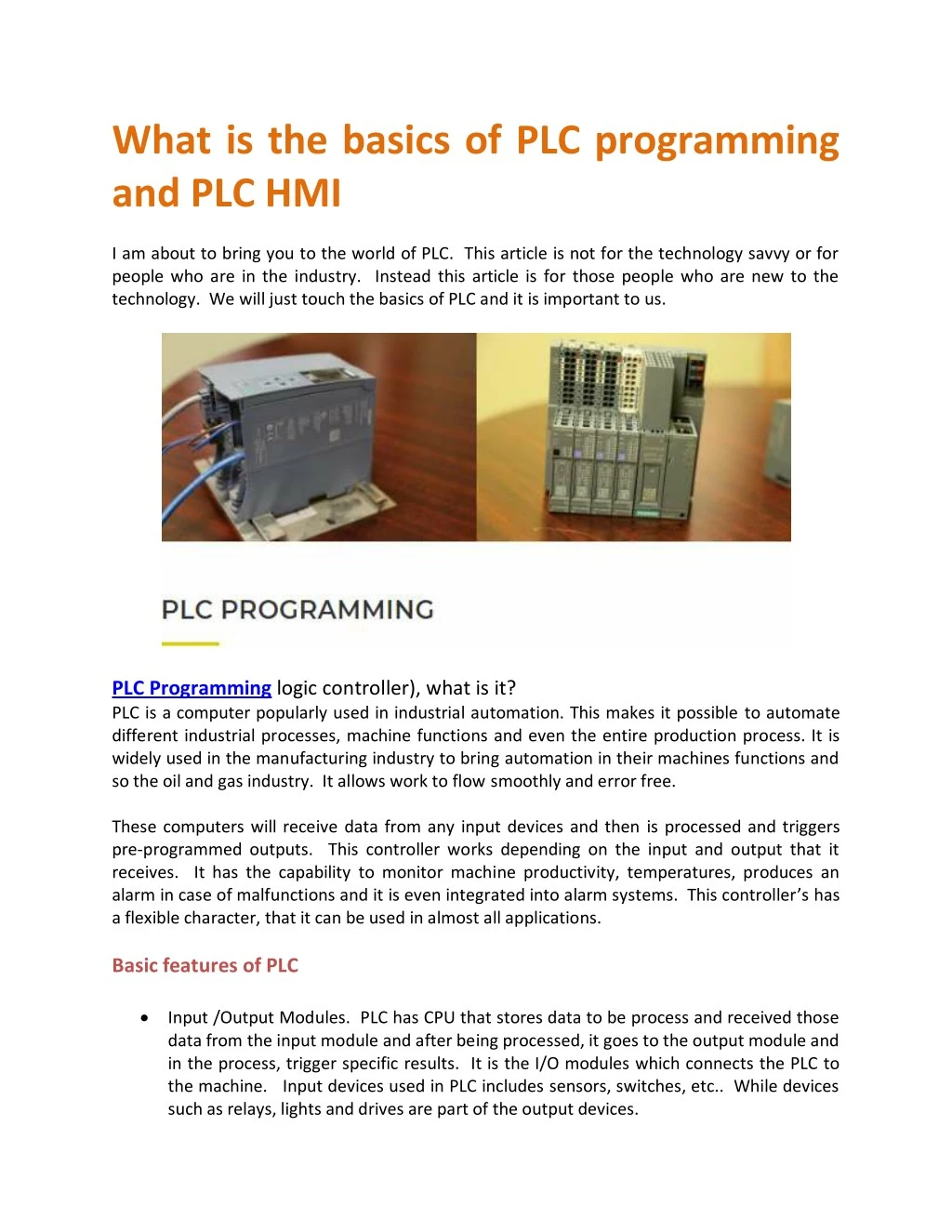 what is the basics of plc programming