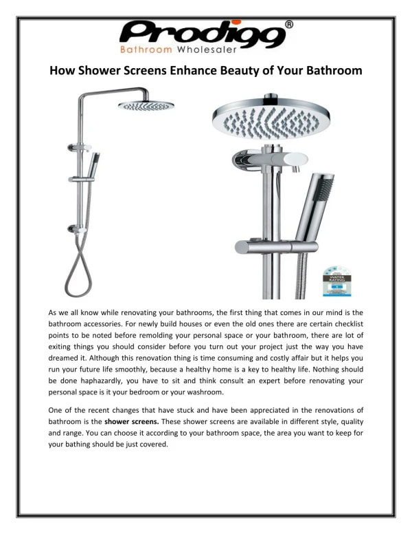 How Shower Screens Enhance Beauty of Your Bathroom
