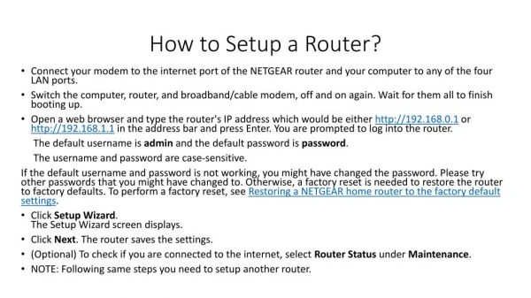 How to Setup a Router?