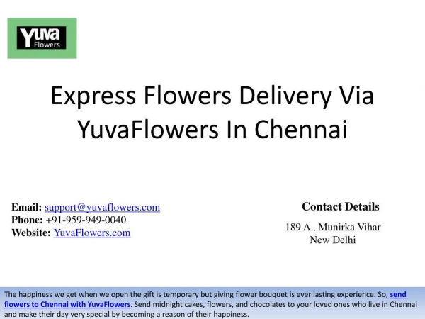 Express Flowers Delivery Via YuvaFlowers In Chennai