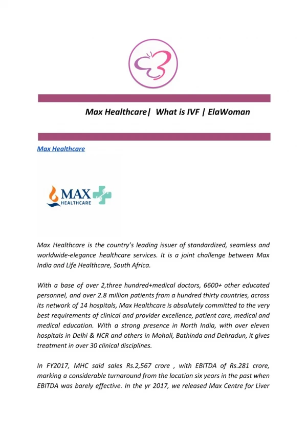 Max Healthcare| What is IVF | ElaWoman