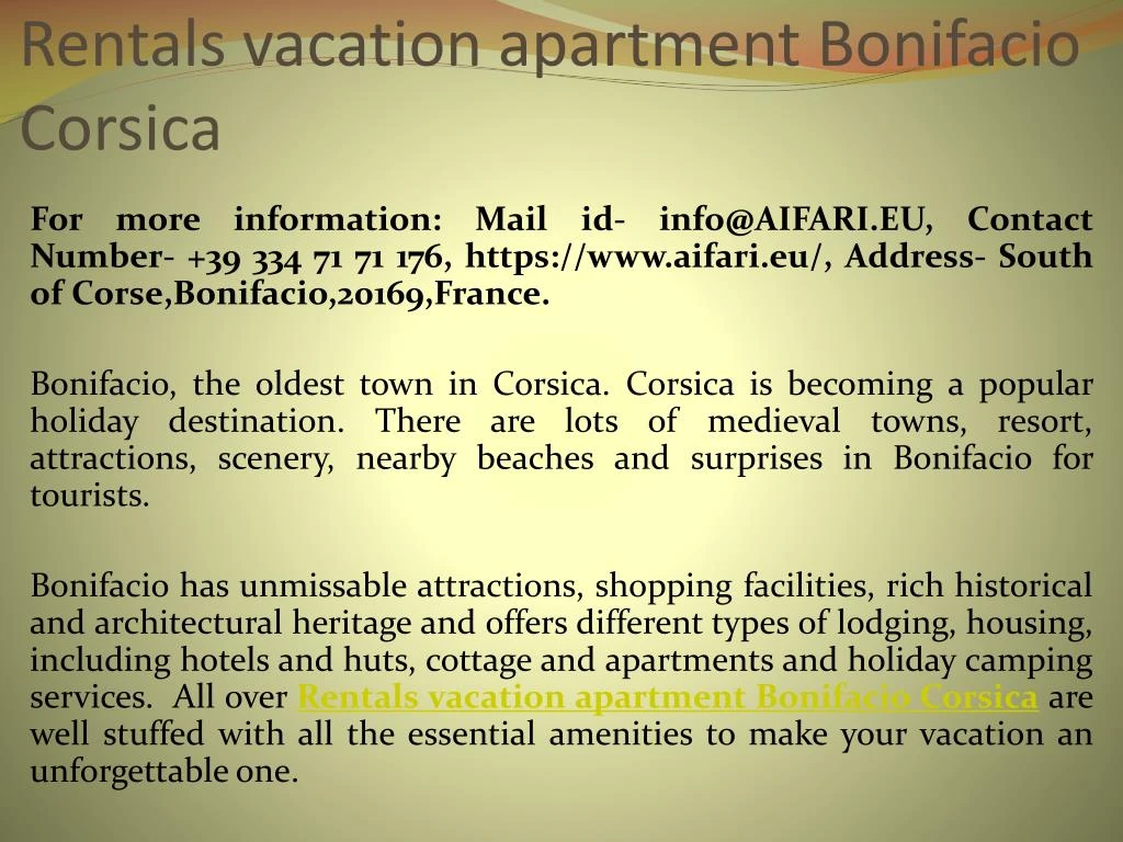 rentals vacation apartment bonifacio corsica