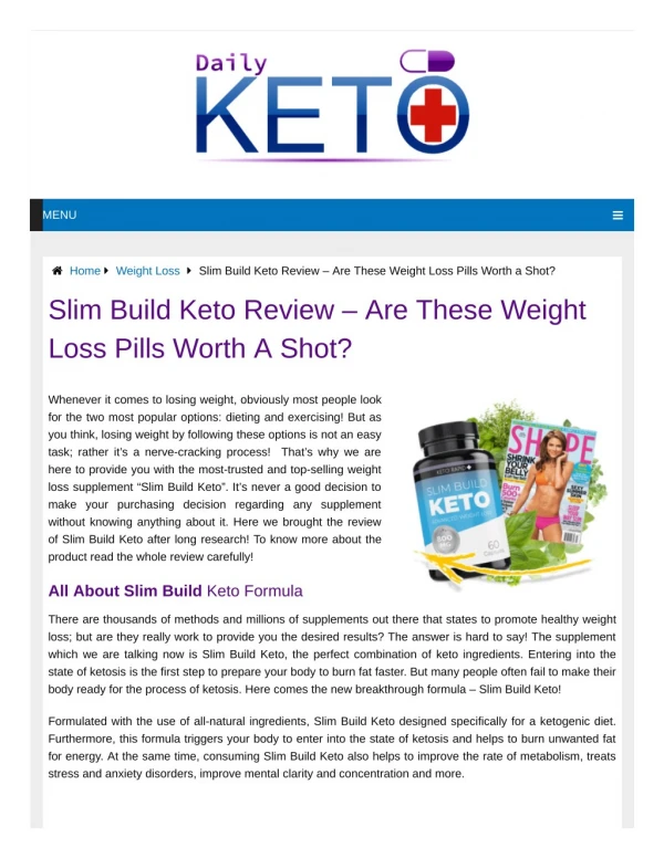 What Is Slim Build Keto & Its Reviews