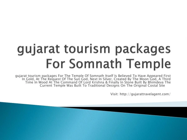 gujarat tourism packages For Somnath Temple