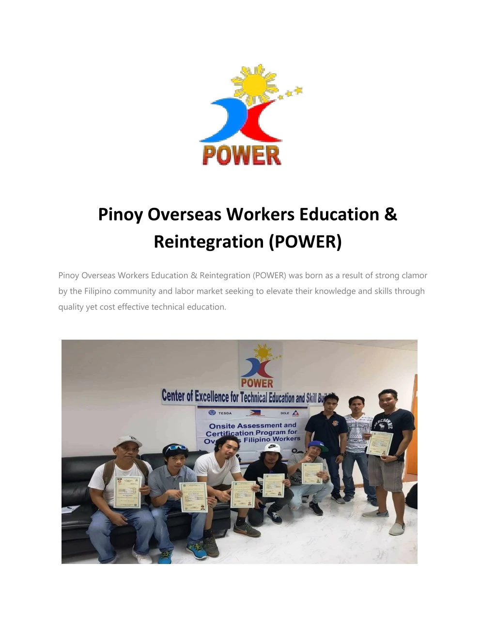 pinoy overseas workers education reintegration