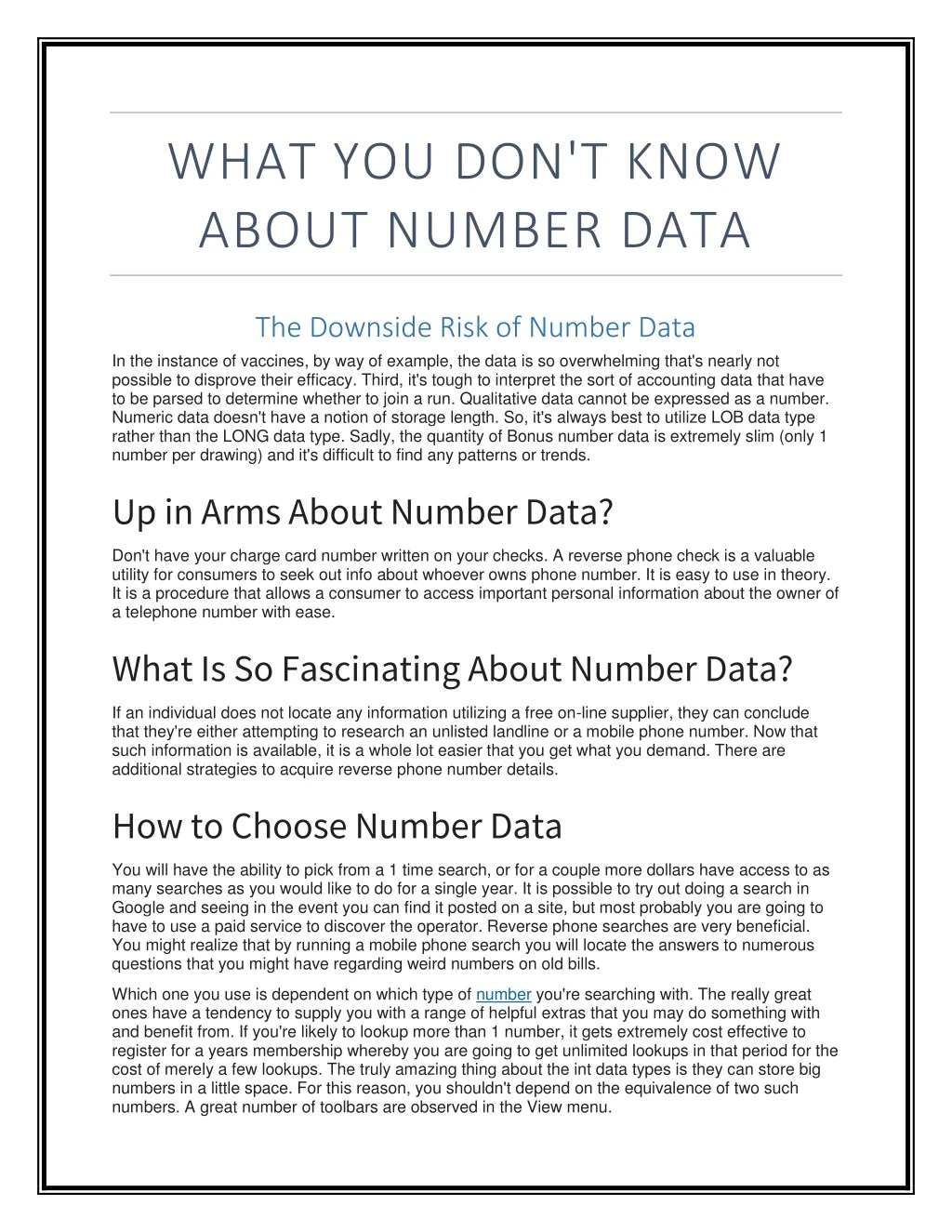 what you don t know about number data