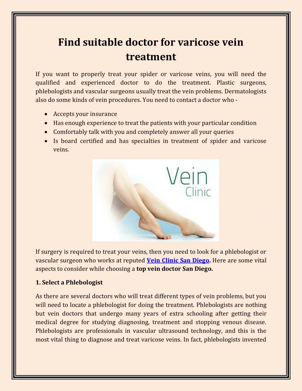 find suitable doctor for varicose vein treatment