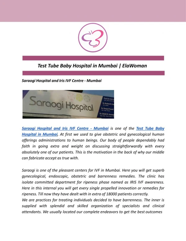 Test Tube Baby Hospital in Mumbai | ElaWoman
