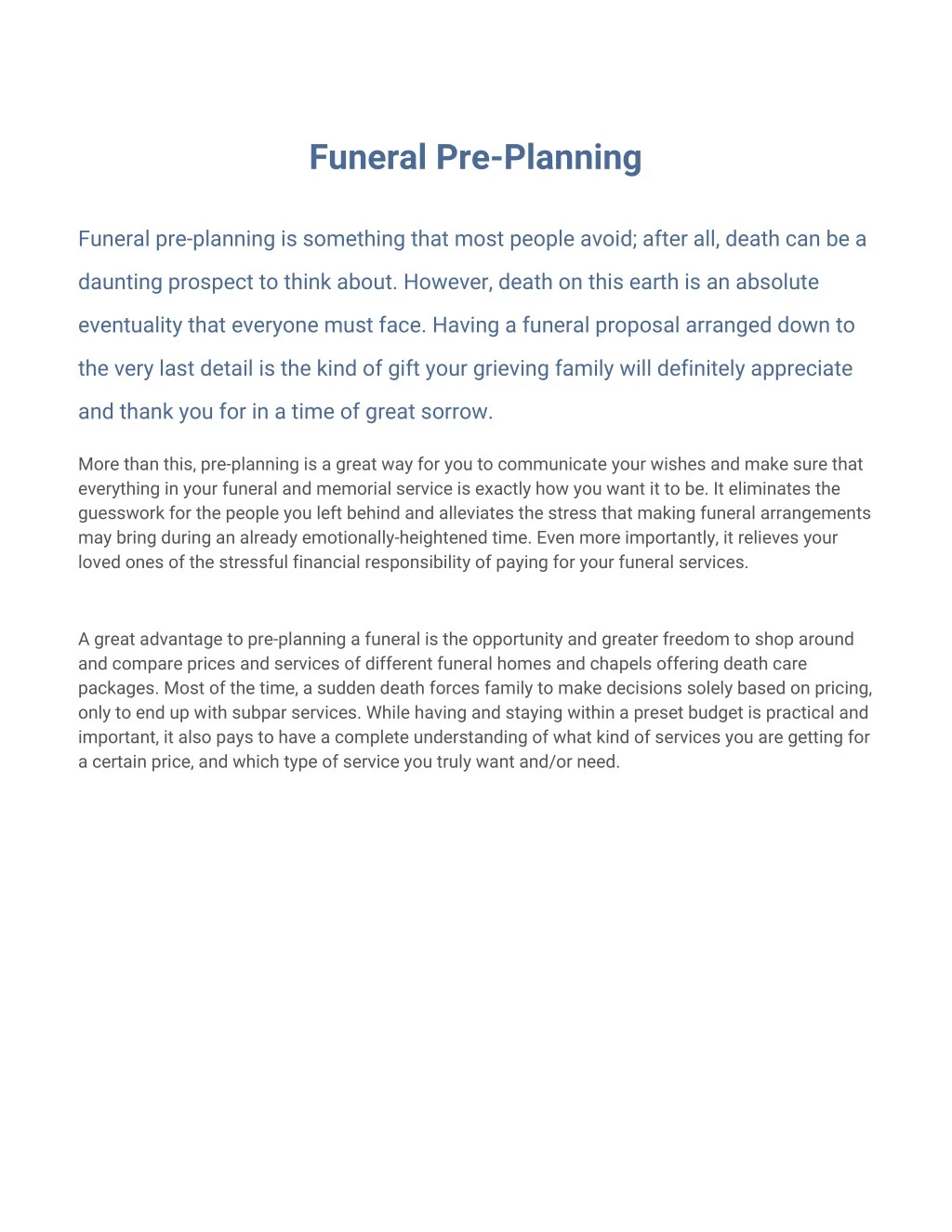 funeral pre planning