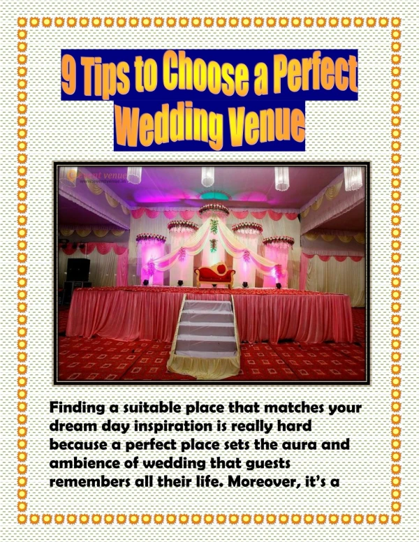 9 Tips to Choose a Perfect Wedding Venue