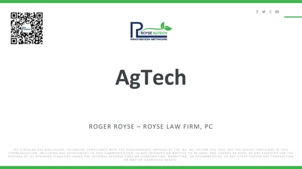 Innovations in AgTech - Royse Law Firm