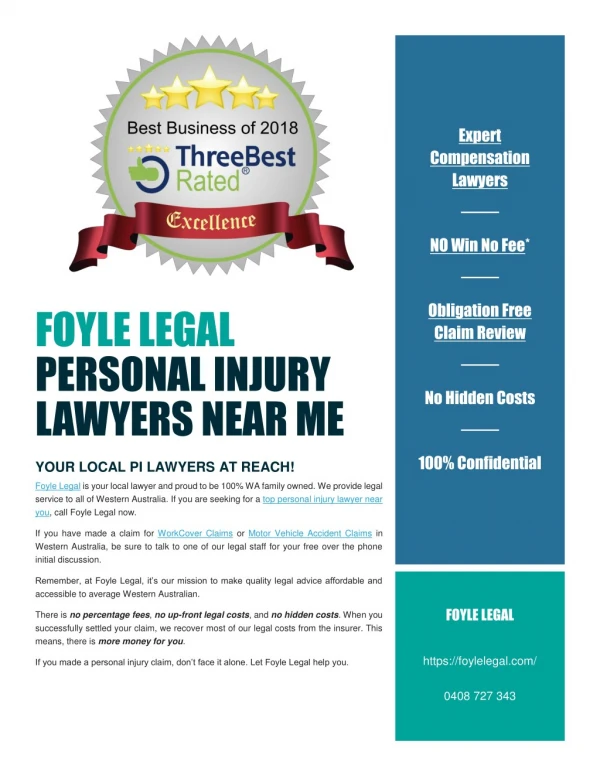 Best Personal Injury Lawyers Near Me in Perth - Foyle Legal