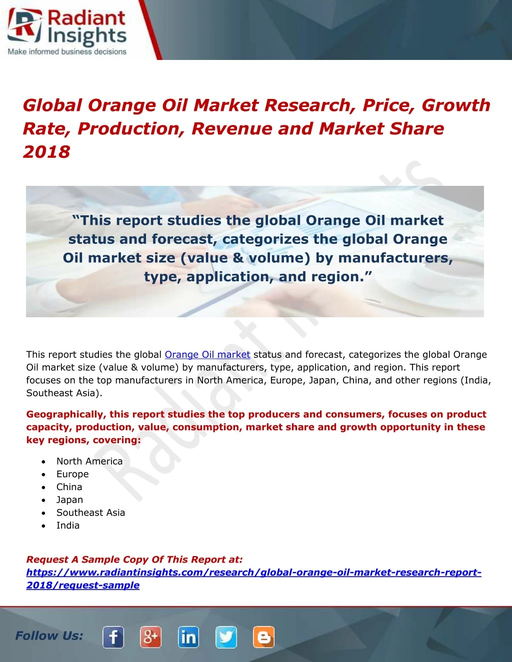 global orange oil market research price growth
