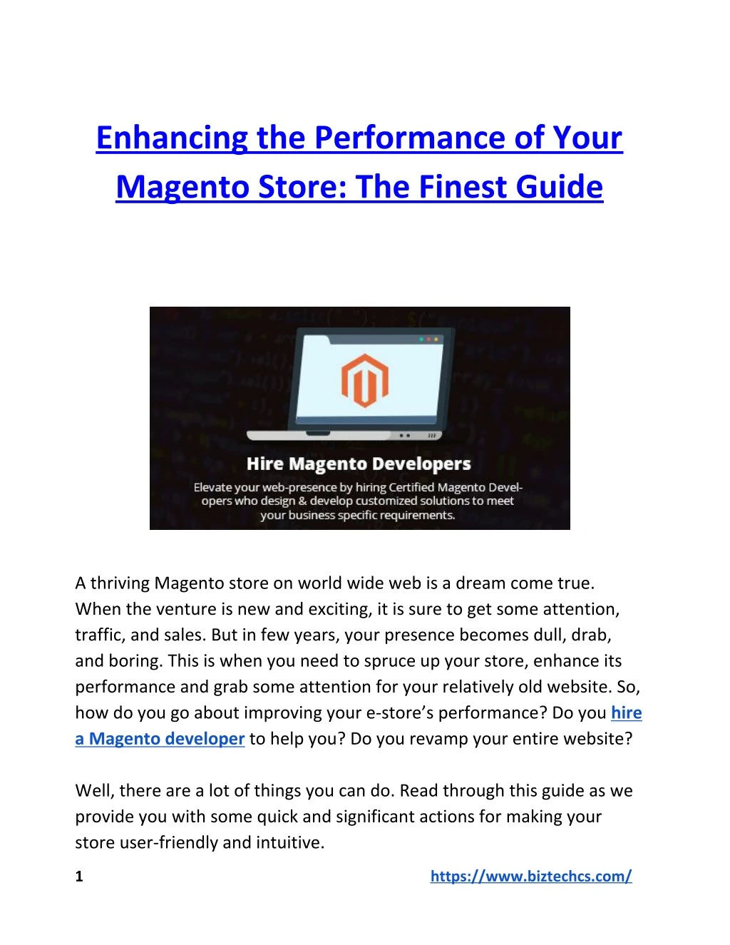 enhancing the performance of your magento store