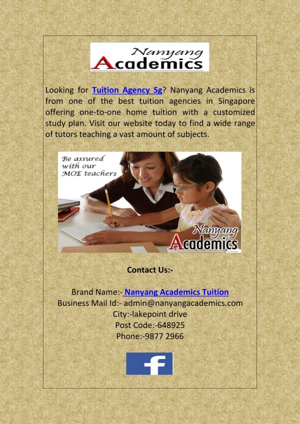 Best Tuition Agencies or Agency in Singapore