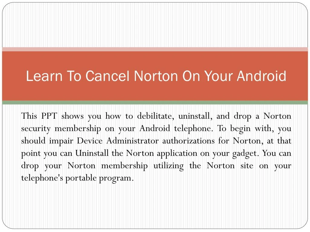 learn to cancel norton on your android