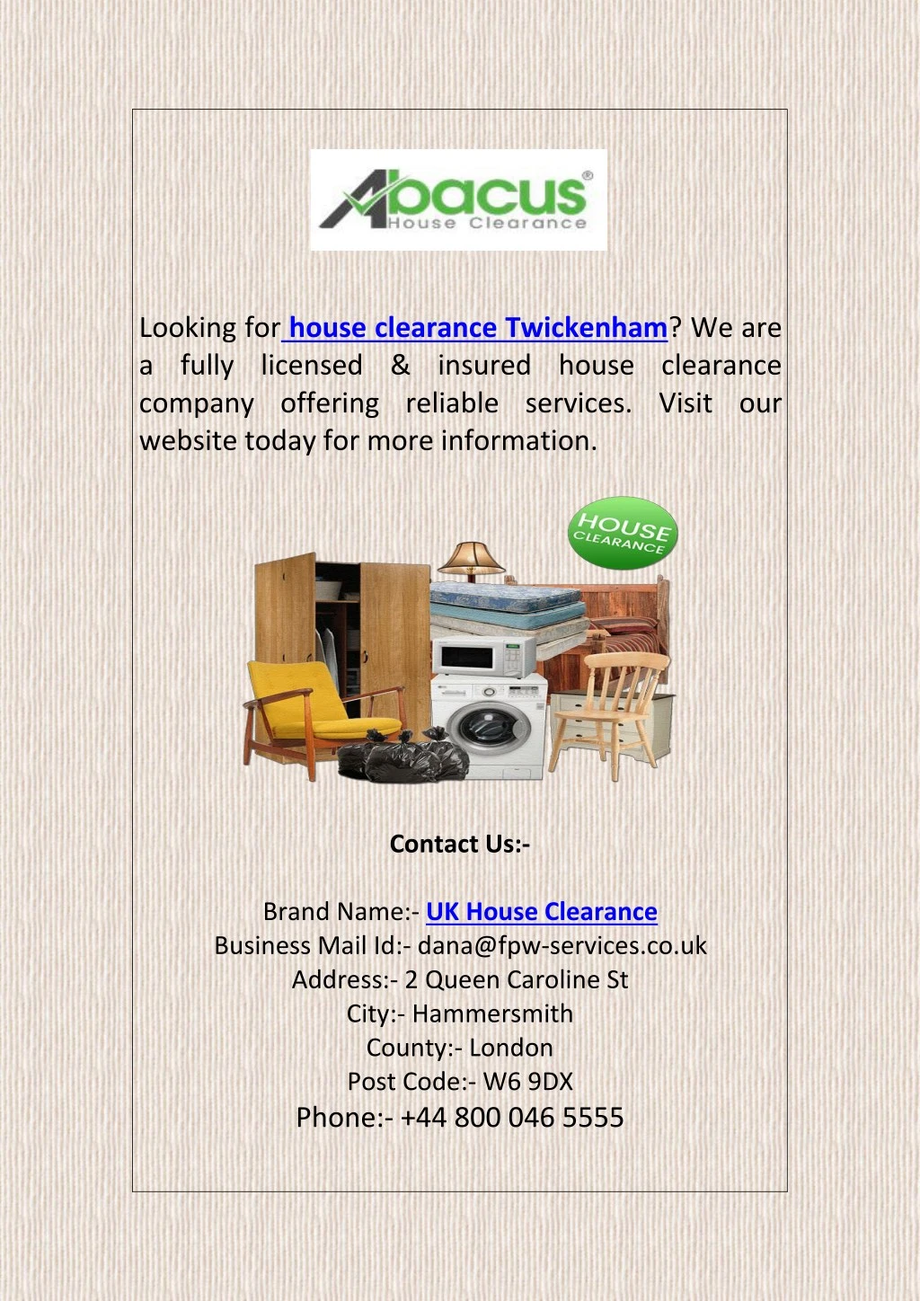 looking for house clearance twickenham