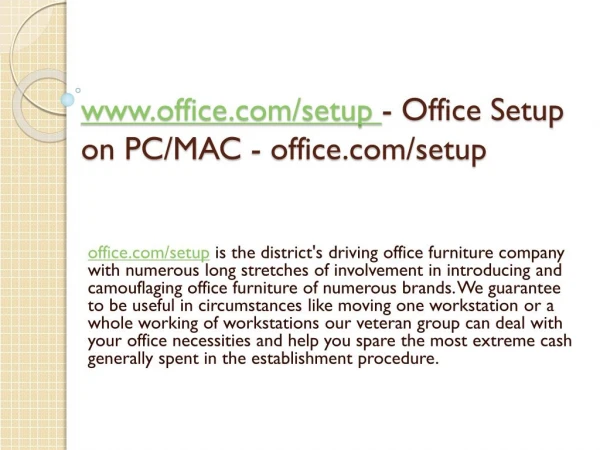 www.office.com/setup - Office Setup on PC/MAC - office.com/setup