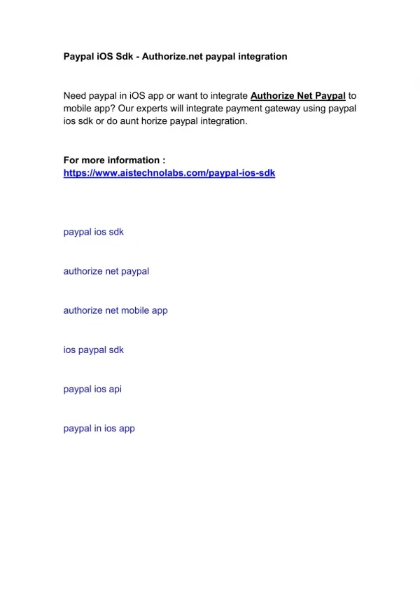 Paypal iOS Sdk - Authorize.net paypal integration
