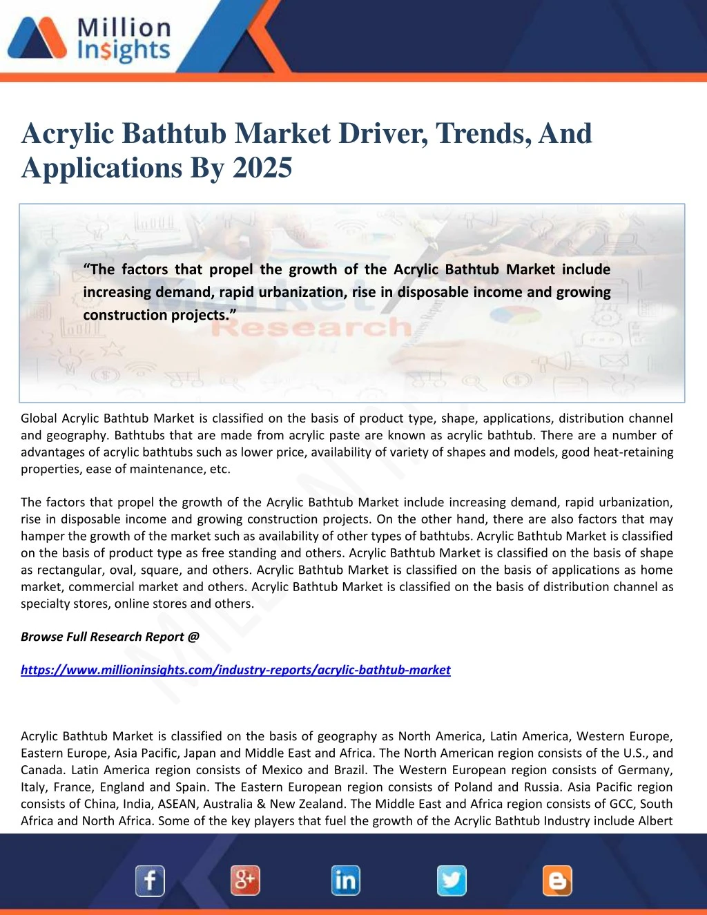 acrylic bathtub market driver trends