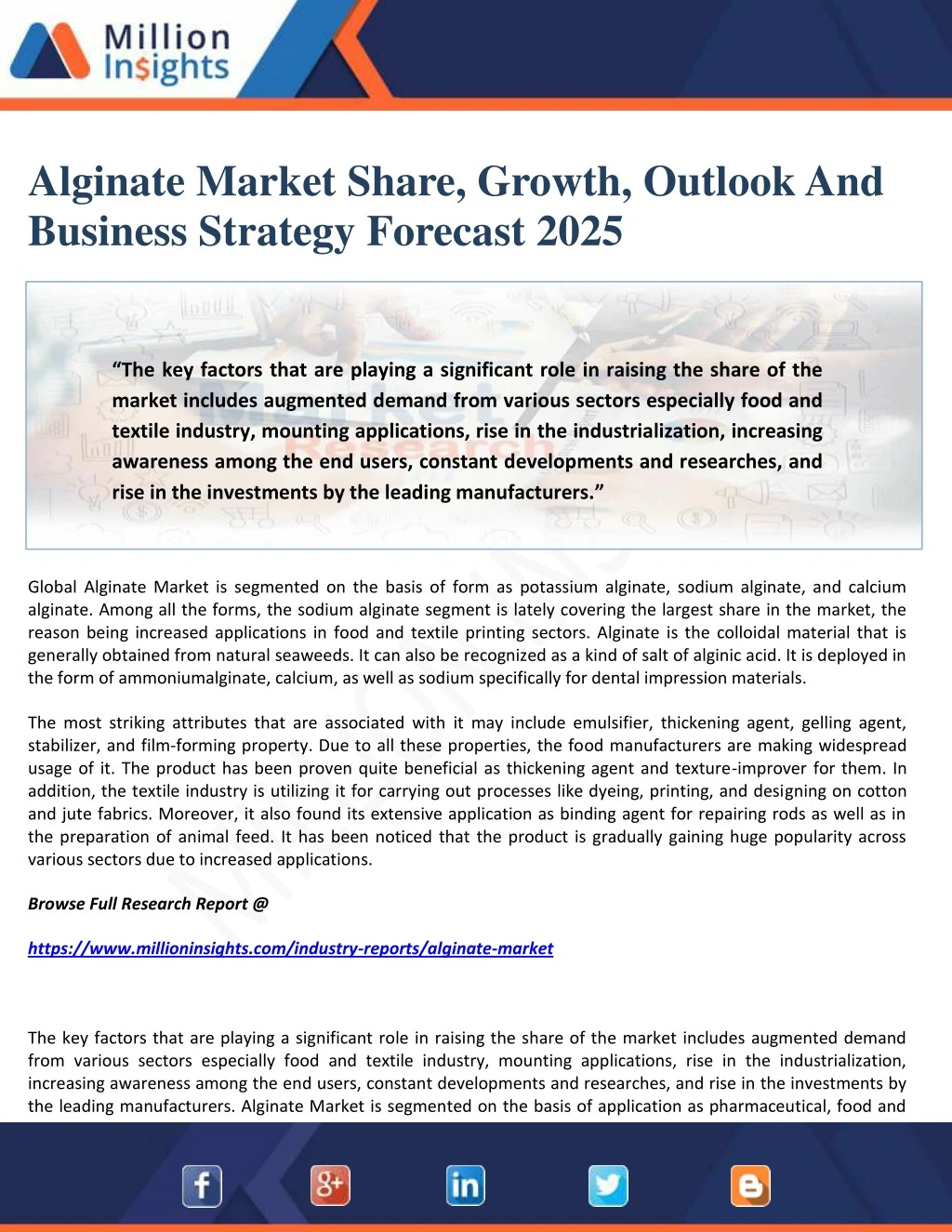 alginate market share growth outlook and business