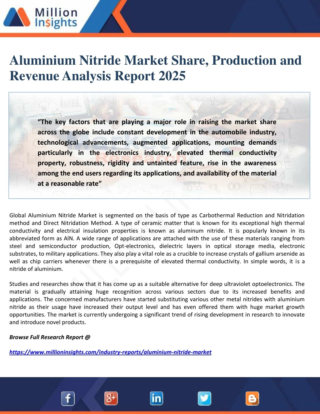 aluminium nitride market share production