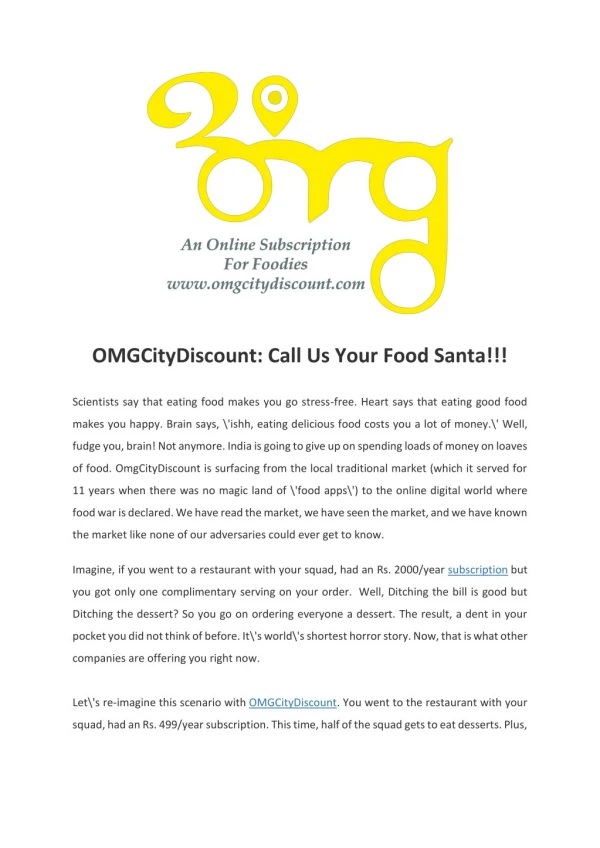 OMGCityDiscount: Call Us Your Food Santa-OMG City Discount