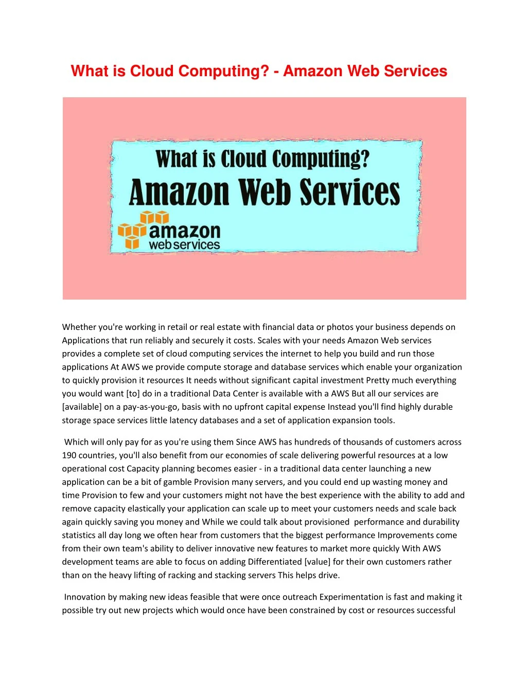 what is cloud computing amazon web services