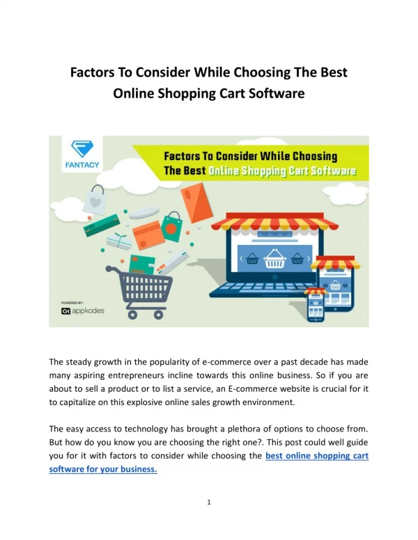Factors To Consider While Choosing The Best Online Shopping Cart Software