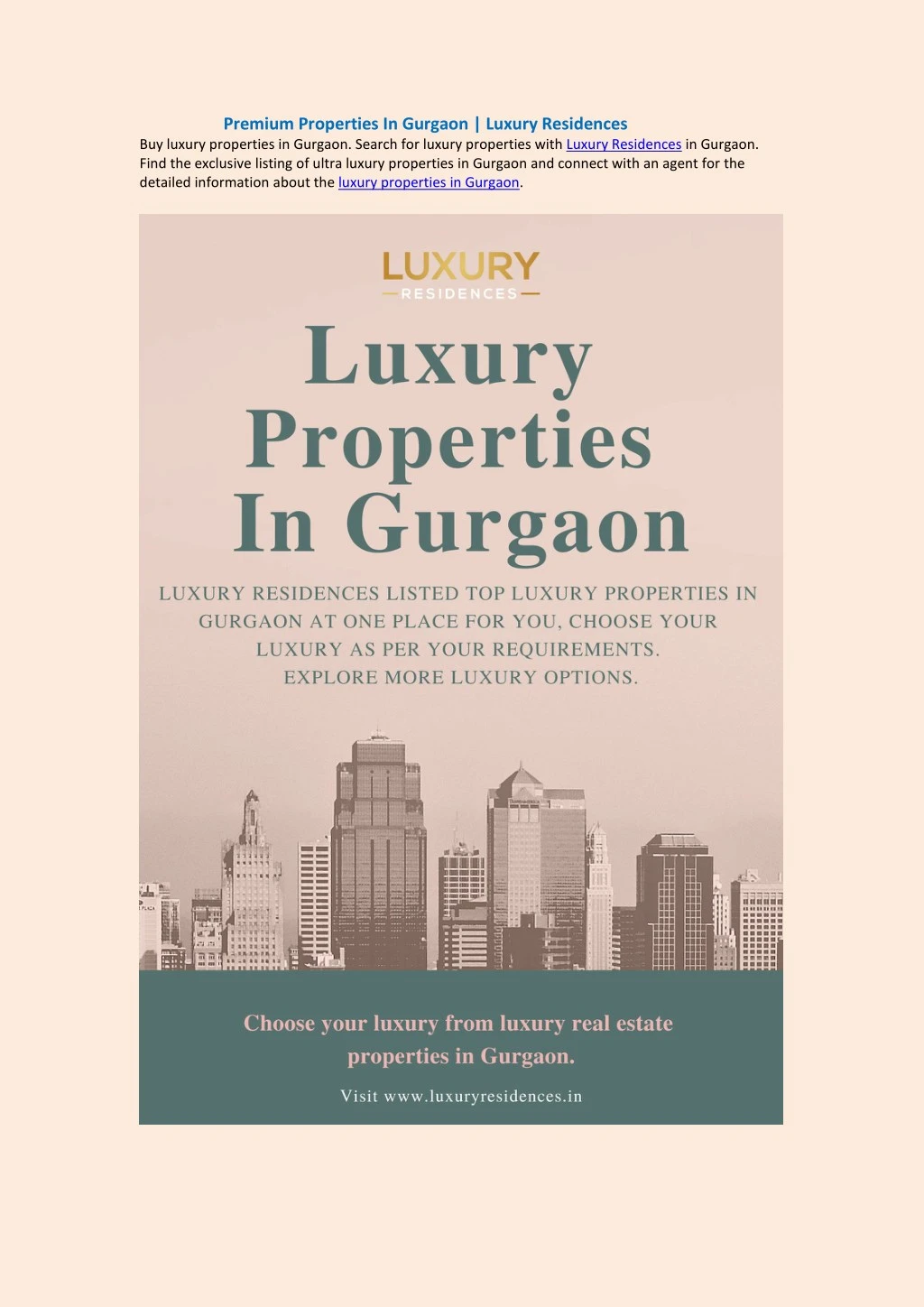 premium properties in gurgaon luxury residences