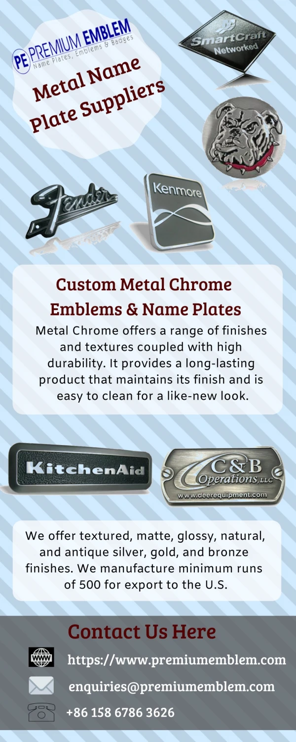 Premium Emblem Co Ltd - Metal Chrome Name Plates & Emblems