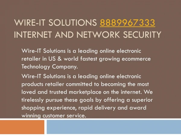 Internet and Network Security | 8889967333 | Wire IT Solutions