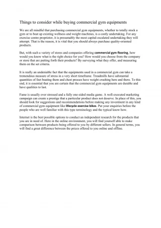 Things to consider while buying commercial gym equipments - slide 1