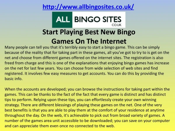 Start Playing Best New Bingo Games On The Internet