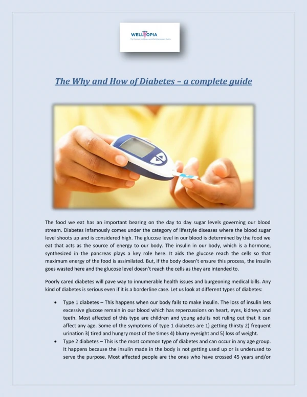 The Why and How of Diabetes a complete guide