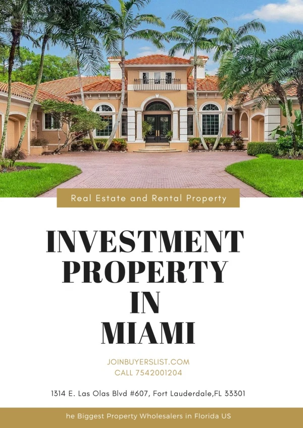 Investment Property in Miami -JoinBuyersList