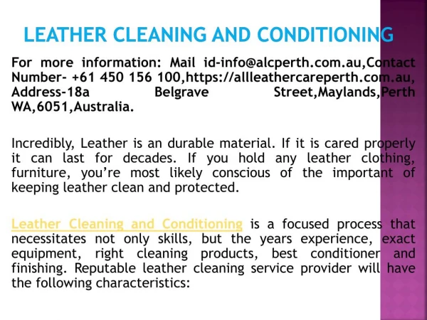 Leather Cleaning and Conditioning