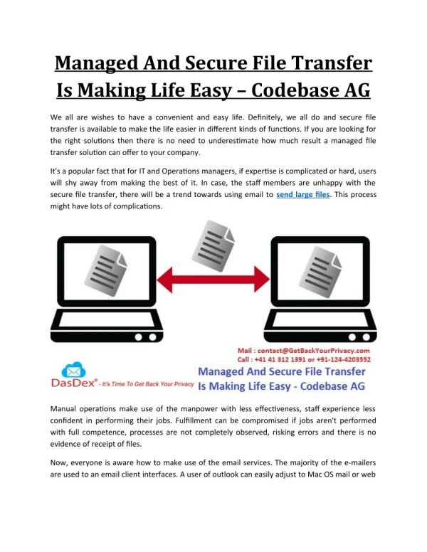 Managed And Secure File Transfer Is Making Life Easy-Codebase AG