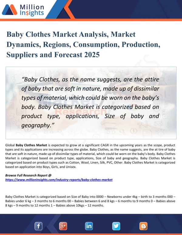 Baby Clothes Market Analysis by Product Types, Marketing Channel Development Trend, Market Effect Factors Analysis by 20
