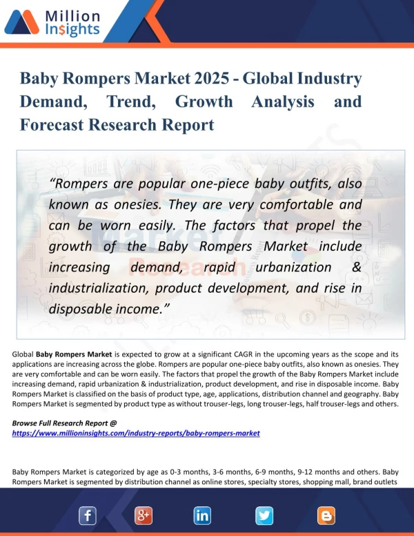 Baby Rompers Market 2025 - Global Market Growth, Trends, Share and Demands Research Report